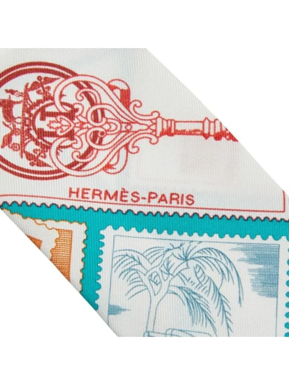 Hermes Twilly le Philateliste du Faubourg Lover Scarf White Multicolor - Picture 3 of 4